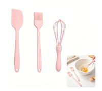Aiyraa 3pc Silicone Pink Baking Utensil Set, Mini Kitchen Tools for Mixing, Whipping, Cake Decorating & Pastry Accessories