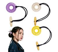 Aiyraa 3Pcs Bohemian Wooden Hair Ties with Sunflower Cutouts, Elastic Dreadlock Hair Tie- Extra Long Dreadlock Hair Tie Accessories, Spiral Elastic Scrunchies for Women, DIY Dread Ponytail Holders