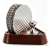 Aiyraa 53.3mm Espresso Puck Screen Set: 304 Stainless Steel Precision Filter (0.7mm Thick 150μm) with Magnetic Remover & Wooden Storage Base - Reusable Coffee Screen for Ninja