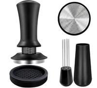 Aiyraa 54mm Espresso Barista Coffee Machine Accessories Set,304 Spring-Loaded Tamper with Scale Adjustment, Tamping mat, WDT Distribution Tool