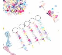 aiyraa 566 Pcs Letter Beads for Keyring Making, Colorful Keyring Making Kit for Backpack, Bag, Phone Charms Making, DIY Keychain Craft Set with Letter Beads to Make Your Own Keyrings