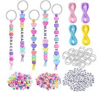 aiyraa 566 Pcs Letter Beads for Keyring Making, Funny DIY Keyring Set with Colorful Jewlery Making Accessories for Friend and Family Activities, Make Your Own Keyrings