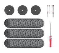 Aiyraa 60Pcs Cutting Discs with 8 Mandrels Replacement, 1 Screwdriver, 32mm Fibreglass Reinforced Resin Cut-Off Wheels for Dremel, Rotary Tool Accessories for Metal Wood Plastic