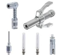 aiyraa 6pcs Grease Gun Coupler and Injector Needles for All Standard Grease Gun End, Quick Lock Grease Gun Needle Tip of The Mouth, Right Angle Lubrication Adapters with Injecter Needle Nozzles