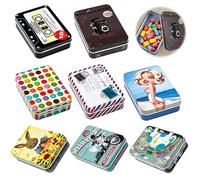 aiyraa 8 Pcs Small Tins With Lids, 9 X 6.5 X 2.4 Cm Small Vintage Tin Boxes Metal Cigarette Tin Portable Storage For For Candies, Key, Earring, Jewelry (Vintage)