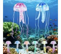 aiyraa 8pcs Jellyfish Toy Fish Tank Decorations, 6 Small Glowing Jelly fish Aquarium Decor (20×60mm) + 2 Large Jellyfish Ornaments (5×14cm) - Colorful Aquarium Decoration with Luminous Effect