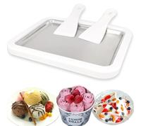 Aiyraa Ice Cream Roller Maker, Instant Ice Cream Maker, Homemade DIY Ice Cream Roller Pan with 2 Scrapers, Manual Operation for Rolled Ice Cream, Sorbet, Frozen Yogurt, Gelato(White)