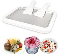 Aiyraa Ice Cream Roller Maker Pan, Rolled Ice Cream Maker, DIY Ice Cream Roller Pan with 2 Scrapers, Icecream Maker Machine for Home, Manual Operation for Sorbet, Frozen Yogurt, Gelato(White)