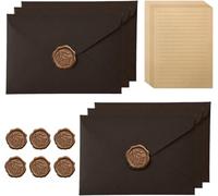 Aiyraa Letter Writing Set, 6 Envelopes 20 A5 Writing Paper and 6 Wax Seal | Kraft Paper Set, Letter Paper for Penpals, Beautiful Writing Paper Set for Wedding Invitations and Birthday Greeting Cards