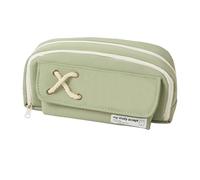 aiyraa Light Green Large Capacity Pencil Case - 3 Compartment Big Pen Pouch for Girls Boys, Kawaii Cute School Office Organizer with Zipper, Sage Green