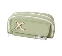 aiyraa Light Green Pencil Case, Large Capacity Pencil Case Japanese, 3 Compartment Cute Big Pen Pouch for Girls, Kawaii Pen Holder, Multifunctional School/Office Organizer with Zipper