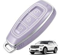 Aiyraa Purple TPU Ford Key Cover, Car Key Fob Compatible with Ford Focus, Mondeo, Escort, Taurus, Kuga, Edge, Explorer, Ranger, Ford Puma Accessories, Fiesta Keyring, Key Fob Shell