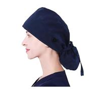 Aiyraa Scrub Cap for Long Hair Wowan/Man- Adjustable Nurse Hat with Buttons, Unisex Medical Head Cap for Doctors, Chemotherapy & Dental Surgery, Breathable Navy Surgical Work Hat