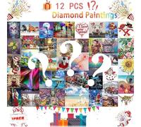 AiYuanzsh 12 Pack Diamond Painting Kits, 50 Pictures Scenery 12, DIY Paint with Diamonds Art Crystal Rhinestone Round Drill Diamond Painting Kit Cross Stitch for Home Wall Craft Decor