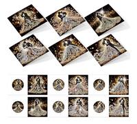 AiYuanzsh 6 Pack Diamond Painting Greeting Cards with Envelopes, DIY 5D Diamond Art Card Kit Romantic Wedding Couples, 30x15cm Handmade Rhinestone Cards Crafts for Wedding Wishes and Celebration
