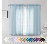 Aiyufeng 2 Pack: Basic Sky Blue Sheer Curtain Drapes 54 Inch Length 2 Panels for Living Room, Light Filtering Voile Drapes for Bedroom, Patio, Sliding Door, Each 42" W x 54" L