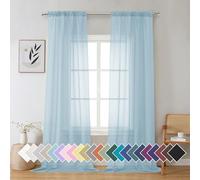 Aiyufeng 2 Pack: Basic Sky Blue Sheer Curtain Drapes 96 Inch Length 2 Panels for Living Room, Light Filtering Voile Drapes for Bedroom, Patio, Sliding Door, Each 42" W x 96" L