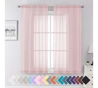 Aiyufeng Blush Pink Sheer Curtains 63 Inch Length 2 Panels Set, Light Filtering Airy Rod Pocket Light Pink Window Curtain Treatment Drapes for Kitchen Bedroom Living, Each 40Wx63L Inches
