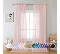 Aiyufeng Blush Pink Sheer Curtains 90 Inches Long 2 Panels Set, Light Filtering Soft Airy Voile Rod Pocket Baby Pink Sheer Window Drapes for Bedroom Living Room, Each 42Wx90L Inches