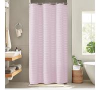 Aiyufeng Blush Pink Stall Shower Curtain - Modern Striped Textured Fabric for Bathroom, Farmhouse Tufted Narrow Cloth Curtain