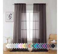 Aiyufeng Chocolate Brown Sheer Curtains 96 Inches Long 2 Panels, Solid Voile Rod Pockets Stylish Breathable Drapes Window Treatment for Kid's Room/Bedroom/Living Room, 42W x 96L, Chocolate Brown