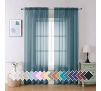 Aiyufeng Dusty Blue Sheer Curtains 90 Inches Long 2 Panels Set, Light Filtering Soft Airy Voile Rod Pocket Dusty Blue Sheer Window Drapes for Bedroom Living Room, Each 42Wx90L Inches