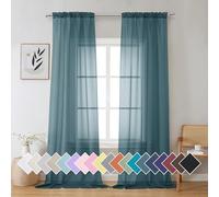 Aiyufeng Dusty Blue Sheer Curtains 96 Inches Long 2 Panels Set, Light Filtering Soft Airy Voile Rod Pocket Dusty Blue Sheer Window Drapes for Bedroom Living Room, Each 42Wx96L Inches