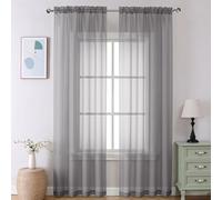 Aiyufeng Elegant Voile 120" Sheer Window Curtains - 2 x 40" W Panels, Bedroom/Living Room Charcoal Grey Color