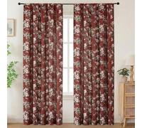 Aiyufeng Floral Curtains for Bedroom 84 Inch Length 2 Panels Set，Rod Pocket Elegant Flower Print Patterned Light Filtering Window Treatment Curtains Drapes, W52 x L84 Inch,Burgundy Red