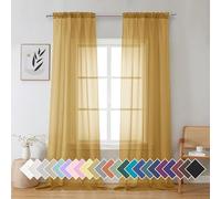 Aiyufeng Gold Sheer Curtain 96 Inches Long 2 Panels Set, Light Filtering Gold Window Curtain Drapes Treatment for Kitchen, Bedroom,Children Room, Dual Rod Pocket, 2 Pack of 42 x 96"