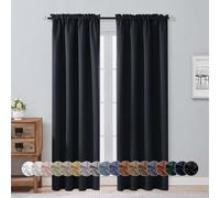 Aiyufeng Halloween Black Blackout Curtains for Bedroom 84 Inch Length 2 Panels Set, Solid Thermal Insulated Privacy Living Room Window Treatment Curtains Blackout Drapes, W40 x L84 Inch, Black