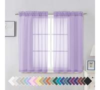 Aiyufeng Light Purple Sheer Curtain Panels Pair Sold 45 Inch Length, Light Filtering Window Curtain Drapes Treatment for Kitchen, Bedroom/Children Room, Voile Top Dual Rod Pocket, 2 Pack of 42 x 45"