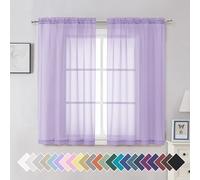 Aiyufeng Light Purple Sheer Curtain Panels Pair Sold 54 Inch Length, Light Filtering Window Curtain Drapes Treatment for Kitchen, Bedroom/Children Room, Voile Top Dual Rod Pocket, 2 Pack of 42 x 54"
