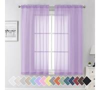 Aiyufeng Light Purple Sheer Curtain Panels Pair Sold 63 Inch Length, Light Filtering Window Curtain Drapes Treatment for Kitchen, Bedroom/Children Room, Voile Top Dual Rod Pocket, 2 Pack of 42 x 63"
