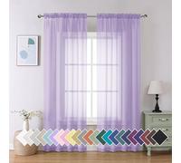 Aiyufeng Light Purple Sheer Curtain Panels Pair Sold 90 Inch Length, Light Filtering Window Curtain Drapes Treatment for Kitchen, Bedroom/Children Room, Voile Top Dual Rod Pocket, 2 Pack of 42 x 90"