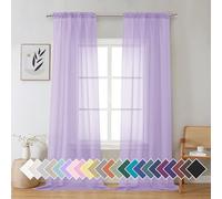 Aiyufeng Light Purple Sheer Curtain Panels Pair Sold 96 Inch Length, Light Filtering Window Curtain Drapes Treatment for Kitchen, Bedroom/Children Room, Voile Top Dual Rod Pocket, 2 Pack of 42 x 96"