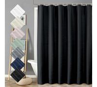 Aiyufeng Moga Black Shower Curtain 84 Inches Long, 3D Embossed Textured Fabric Shower Curtain for Bathroom - Soft Cloth & Hotel Spa Luxury, Machine Washable, 72X84, Black