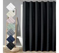 Aiyufeng Moga Extra Long Black Shower Curtain 96 Inch Long, Embossed Texture Fabric Bathroom Shower Curtain, Large Hotel Bath Curtain with 12 Holes, 72Wx96H, Black