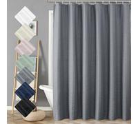 Aiyufeng Moga Extra Long Grey Shower Curtain 96 Inch Long, Embossed Texture Fabric Bathroom Shower Curtain, Large Hotel Bath Curtain with 12 Holes, 72Wx96H, Grey