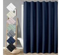Aiyufeng Moga Extra Long Navy Blue Shower Curtain 96 Inch Long, Embossed Texture Fabric Bathroom Shower Curtain, Large Hotel Bath Curtain with 12 Holes, 72Wx96H, Dark Blue
