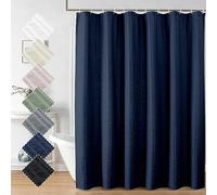 Aiyufeng Moga Navy Blue Fabric Shower Curtains for Bathroom - Blue Hotel Spa Polyester Cloth Bath Curtain with 12 Holes, 72x72, Machine Washable, Navy Blue