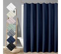 Aiyufeng Moga Navy Blue Shower Curtain 84 Inches Long, 3D Embossed Textured Fabric Shower Curtain for Bathroom - Soft Cloth & Hotel Spa Luxury, Machine Washable, 72X84, Blue