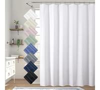 Aiyufeng Moga White Extra Long Shower Curtain 72 x 84, 3D Embossed Textured Fabric Shower Curtain for Bathroom, Water Repellent, Machine Washable, White