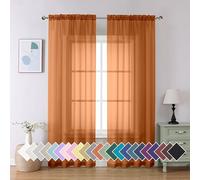 Aiyufeng Orange Sheer Curtains 90 Inches Long 2 Panels Set, Light Filtering Soft Airy Voile Rod Pocket Orange Sheer Window Drapes for Bedroom Living Room, Each 42Wx90L Inches