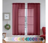 Aiyufeng Pair of Vertical Transparent Fabric Curtains for Sliding Glass Door, Balcony, Patio, Veranda, Beach, Pool, Home, W40 x L63, Burgundy Red
