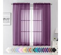 Aiyufeng Plum Purple Sheer Curtains 63 inches Long Solid Voile Sheer Curtains Double Rod Pocket Elegant Breathable Window Drapes for Nursery Bedroom Living Room 40" x 2 Panels