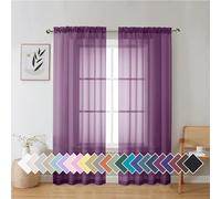 Aiyufeng Plum Purple Sheer Curtains 72 Inches Long 2 Panels Set, Solid Voile Top Dual Rod Pockets Stylish Breathable Drapes Window Treatment for Kid's Room/Bedroom/Living Room, 42W x 72L inches
