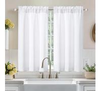 Aiyufeng Pure White Curtains for Bedroom 45 Inches Long 2 Panels Set, Room Darkening Window Treatment, Short Curtain Drapes, Soft Touching Casual Rod Pocket Privacy Curtains, W40 x L45 Inch