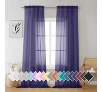 Aiyufeng Purple Sheer Curtains 96 Inches Long 2 Panels Set, Light Filtering Soft Airy Voile Rod Pocket Purple Sheer Window Drapes for Bedroom Living Room, Each 42Wx96L Inches