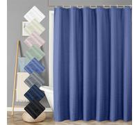 Aiyufeng Royal Blue Extra Long Shower Curtain 72 x 84, 3D Embossed Textured Fabric Shower Curtain for Bathroom, Water Repellent, Machine Washable, Blue